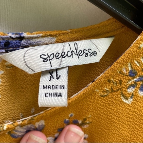 Speechless Mustard Floral Short Sleeve Dress, Size XL - Picture 8 of 8